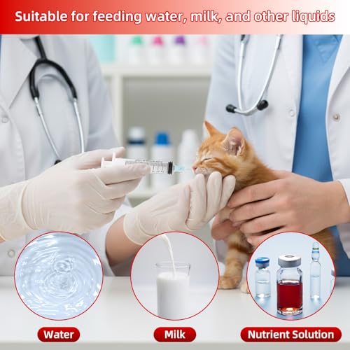 Baby Bird Feeding Syringes, Parrot Hand Syringe Feeder with Soft Tubes, Syringes with 5.94” Tube for Cat Dog Small Animals, Plastic Syringe for Milk Water Liquid Food, Reusable(10ml+10ml+20ml+60ml)