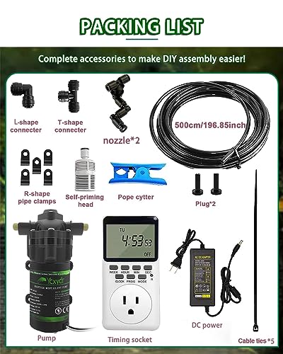 Automatic Reptile Mister System, Misting System with Timer, Reptile Humidifiers Quiet Pump Expandable to 10 Fine Mist Nozzles, Terrarium Mister with Programmable Timer Accurate to The Second - size: 2 Nozzles