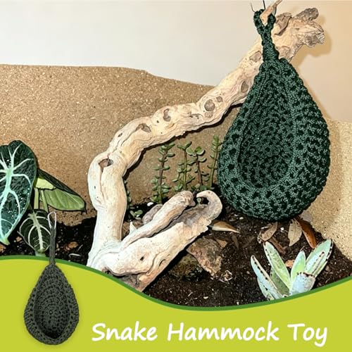 Snakes Enrichment Toys, Hanging Nylon Woven Hammock for Reptile, Ball Python Tank Accessories, Reptile Habitat Decor for Corn Snake Gecko and Other Small Animals