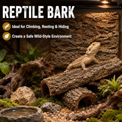 RHBLME 6 Pack Cork Bark for Reptiles, 11.8" L x 7.8" W Cork Bark for Terrarium, Reptile Tank Background Terrarium Backdrop Wall Decor Natural Reptile Climbing Mat