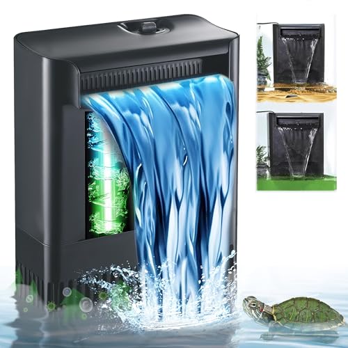 Turtle Tank Filter w/ U-V Light for Large 40-150 Gal Tank 4-Stage Flow Adjustable Low Water Level Internal Deodorization Green Clean Machine Killing Cloudy Saltwater Freshwater Aquarium Crystal Clear - size: IX-120-UV5