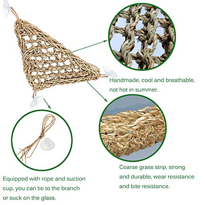 Hamiledyi Reptile Moss Cave Hide,Crested Gecko Habitat Hammock Green Moss Accessories Plastic Terrarium Plant Vines for Small Bearded-Dragon,Snakes,Chameleon Climbing Hibernation Sleeping