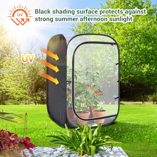 Ohuhu 36'' Garden Mesh Plant Cover, 2 Pack Pop Up Plant Protector Strawberry Cover Garden Net Cage Wind Protection for Plants Outdoor with Storage Bag 24 x 24 x 36 Inches