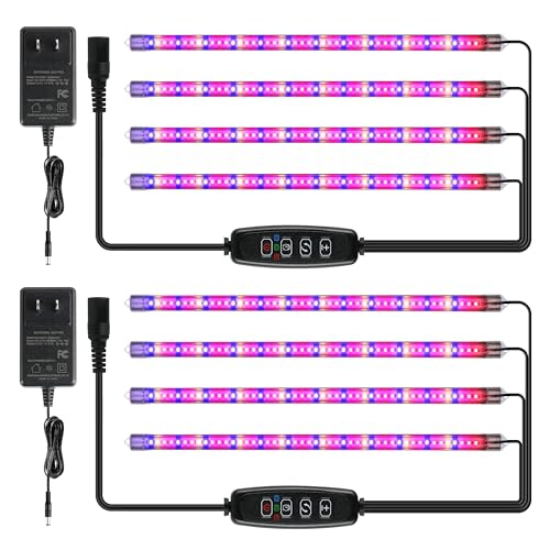 iPower 60W LED Plant Grow Light Strips Full Spectrum for Indoor Plants with Auto ON/Off 3/9/12H Timer, 10 Dimmable Levels 48 LEDs Per Tude, 4 Tubes*2, Mix - color: Mix, size: 4 Tubes*2, style: Grow Light Strips