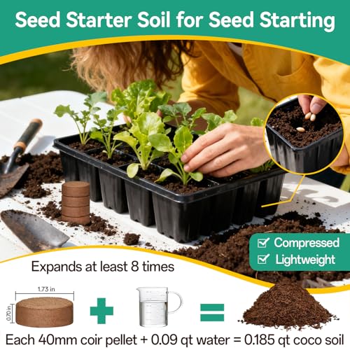 ZeeDix 100 Pcs (40mm) Compressed Coco Coir Fiber Potting Soil Seed Starters - Organic Coco Coir Pellet Fiber Soil for Planting Bonsai, Herbs, Plants, Flowers and Vegetables - size: 40mm