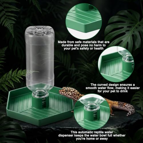 Reptile Water Dispenser, Tortoise Water Dish Bearded Dragon Water-Bowl | Tortoise Habitat Accessories Reptile Terrarium Automatic Water-Feeder-Dispenser for Reptiles Amphibians Turtle Chameleon (XL)