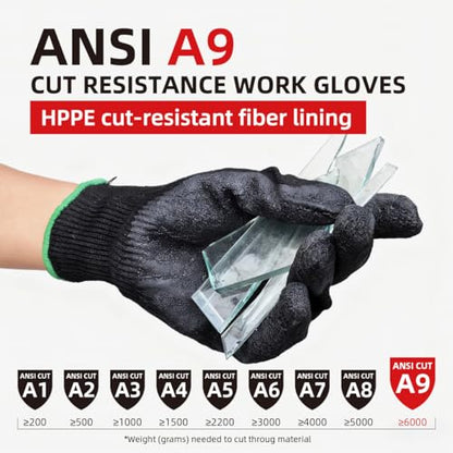 Level 5 A9/F Cut Resistant Gloves HPPE + Steel Wire Palm-Coated Textured Latex Anti-Stab/Puncture for Durian Opening - size: X-Large