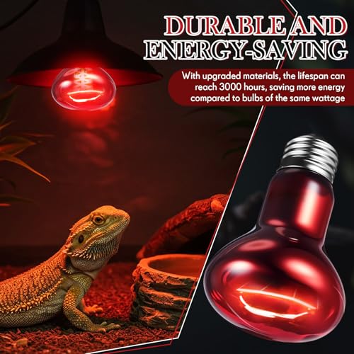 VIHOSE 6 Pack 75 W Reptile Heat Bulbs Red Heat Lamp Bulb Infrared Lamp Red Basking Light Bulbs for Reptiles, Bearded Dragon, Lizard, Tortoise, Chickens, Leopard Gecko, Amphibian, Pets - color: Infrared