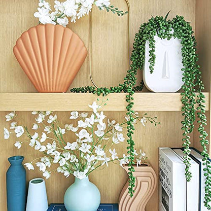 Supla 4 Pcs Artificial Hanging Succulents Faux Burro's Tail Picks Trailing String of Pearls Succulents Fake Greenery Sprays for Basket Planter Centerpiece Floral Arrangement Indoor Outdoor Decor