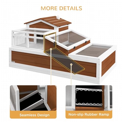 Premium Two-Story Three-Room Comfortable Tortoise House with Multi-Level Balcony 44x25.5x25 Weather-Resistant Coffee Brown for Small and Medium Tortoises
