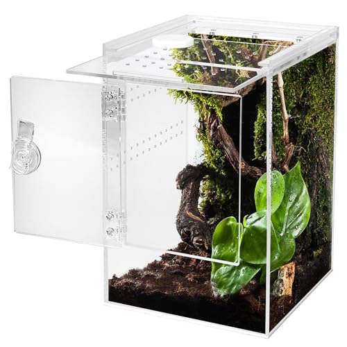 Tall Arboreal Tarantula Enclosure【𝐍𝐨 𝐀𝐬𝐬𝐞𝐦𝐛𝐥𝐲 𝐑𝐞𝐪𝐮𝐢𝐫𝐞𝐝】, Jumping Spider Enclosure, Front Above Opening, Cross Ventilation, Acrylic Arboreal Reptile Enclosure,Praying Mantis Enclosure - size: 6*6*9in