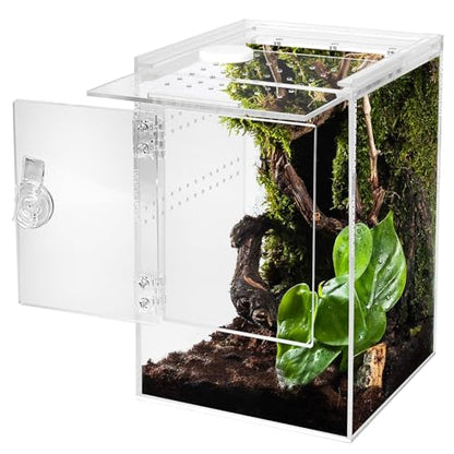 Tall Arboreal Tarantula Enclosure【𝐍𝐨 𝐀𝐬𝐬𝐞𝐦𝐛𝐥𝐲 𝐑𝐞𝐪𝐮𝐢𝐫𝐞𝐝】, Jumping Spider Enclosure, Front Above Opening, Cross Ventilation, Acrylic Arboreal Reptile Enclosure,Praying Mantis Enclosure - size: 6*6*9in