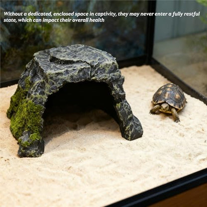 Reptile Hides and Caves, Reptile Tank Accessories, Tortoise Habitat, Resin Bearded Dragon Hideout Turtle House for Turtle Bearded Dragon Gecko Snakes Chameleon Frogs Fish