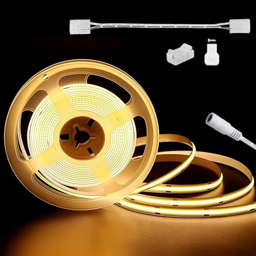 PAUTIX COB LED Strip Light 20ft/6.1m 3000K Warm White 3087LEDs,High Lumen CRI90+ Super Bright,Lead-free Material DC24V Flexible LED Tape for Home&Office DIY Lighting Project(Power Supply Not Included) - size: 3000K/20ft
