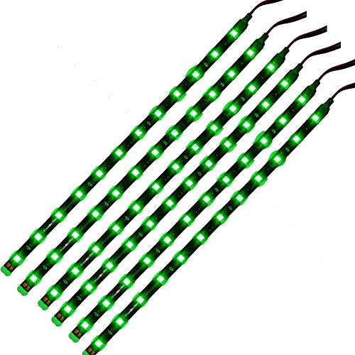 DC 12V Waterproof 1Ft 12 LED Strip Underbody Light with 6 inches Wires for Motor (Green,Pack of 6) - color: Green