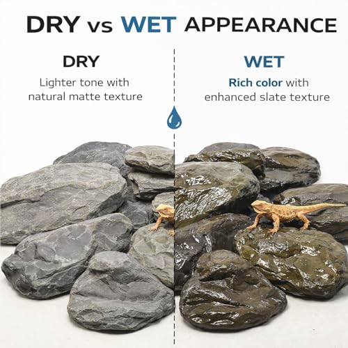 Aquarium Rocks 5lb Natural Stream Stone 3-4pcs Slate Stones for Aquascape, Fish Tank Decorations, Reptile & Turtle Habitat Basking Rock(2-7 Inches) - size: 5lb(3-4pcs)