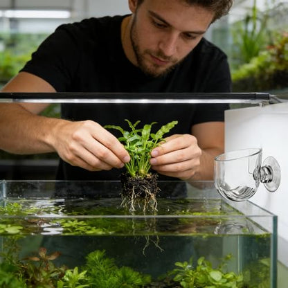 Acrylic Aquarium Plant Holder, Clear Suction Cup Holder, Aquatic Plant Pot for Hydroponics, Container, Acrylic with Suction, Indoor Gardening Accessory for Terrarium Pond - size: Small