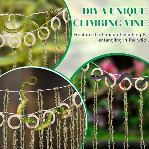 Snake Climbing Vines with Reptile Plants Kit, Handcrafted Jungle Vines, Snake Enclosure Accessories for Ball Pythons, Corn Snakes, Bearded Dragon, Chameleon, Lizard, Snake Enrichment Toys