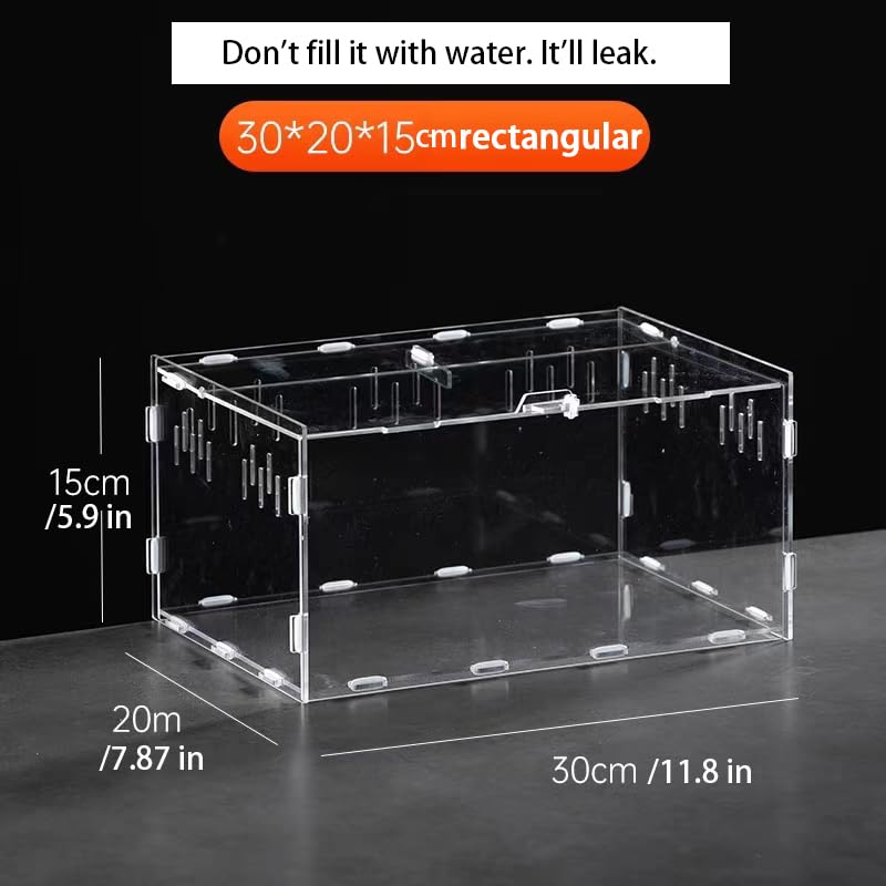 Mini Reptile Terrariums Tank, Tarantula Enclosure, Chameleon cage, Amphibians Habitat Cages for Small Reptiles, Geckos, Snakes, Lizards, Turtles, Serpents -Acrylic(11.8 * 7.8 * 5.9 inchs) - color: 33#2