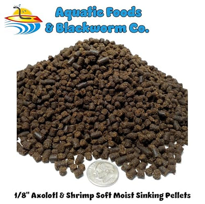 Axolotl Food, 1/8" Soft Moist Sinking Pellets, Rangen's Salmon Meal Pellets for Small Axolotl. Also Shrimp, Snails, Crabs, Bottom Fish, All Tropical Fish...11oz Small Jar