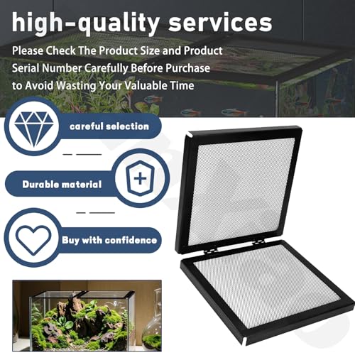 Screen Cover with Hinged Door Compatible with 10, 15 High, 20 X-Tall Gallon Aquariums/Terra Terrarium & Other Glass Tanks - Reduce The Risk of Pet Escape, Ensure Smooth Ventilation