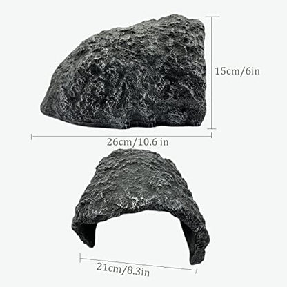 Large Realistic Rock Reptile Hide Cave, Terrarium Aquarium Decor Hideout for Bearded Dragons, Lizards, Snakes, Geckos, Turtles & Tortoises