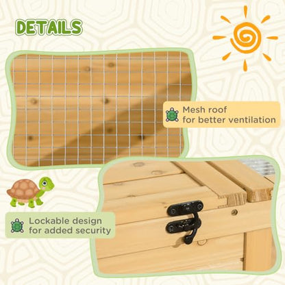 Wooden Turtle Enclosure for Indoor and Outdoor Use - Spacious Reptile Habitat with Viewing Windows and Ventilation for Lizards, Geckos, Tortoises