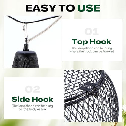 Retisee 2 Pcs Reptile Heat Lamp Cap Reptiles Anti-Scald Lampshade with Power Switch and Anti-bite Hook for Lizards Snakes Chicks, Bulb 100w Not Included