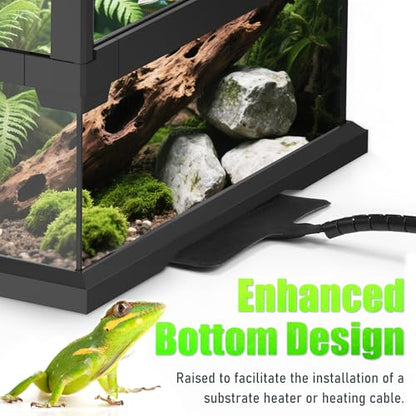 12’’x 12’’x 18’’ Reptile Terrarium with Full View Tempered Glass, 10 Gallon Reptile Habitat Comes with Mesh Top Vent, Suitable for Small Reptiles Such as Gecko, Snake, Frog and Mantis - size: 12"W X 12"D X 18"H(10 Gallon)