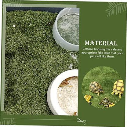 Yardwe Turtle Tank Decorations Reptile Decor Snake Habitat Mat Fake Lawn Mat Reptile Heat Pad Washable