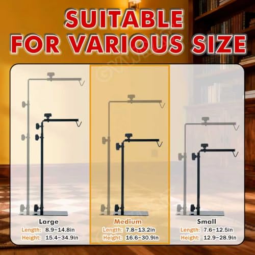 16.6-31 inch Reptile Lamp Stand, Adjustable Domes Heat Lamp Metal Bracket Floor Light Holder for Reptile Terrarium Lighting Heating Light and Dome lampshade.