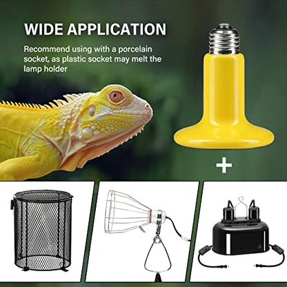 Simple Deluxe 150W 2-Pack Ceramic Heat Emitter Reptile Heat Bulb No Light, LCD Digital Aquarium Thermometer, for Reptile Amphibian, 2 Pack, Yellow - color: Yellow, size: 2 Pack