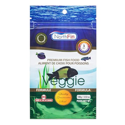 Northfin Veggie Fish Food, Slow-Sinking Pellets, 3mm, 100g | Veggie Formula; slow-sinking pellets for herbivorous & omnivorous fish; organic kelp first ingredient; crafted in Canada - size: 3.5 Ounce (Pack of 1), style: 3mm