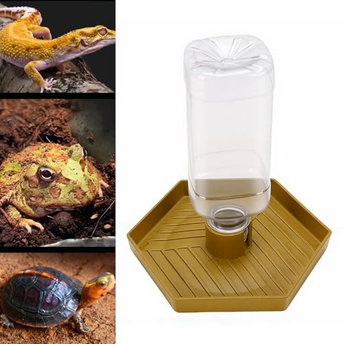 Rengue Reptile Water Feeder, Automatic Water Dispenser Food and Bowl Feeding Accessories for Bearded Dragons Lizards Geckos Crawler Breeding Tools, Reptile Hatching Supplies (Earthy Yellow) - color: Earthy Yellow