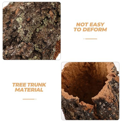 Reptile Hide: Hollow Cork Bark Log for Terrarium Bearded Dragon or Gecko Tank Accessories - Natural Looking Basking Hideout for Lizard Snake Axolotl 9x4x3.5