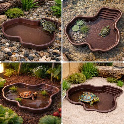 Petmolico Large Reptile Water Dish with Non-Slip Bottom – Snake Water Bowl,Tortoise Habitat Accessories for Turtle,Gecko,Lizard,Bearded Dragon