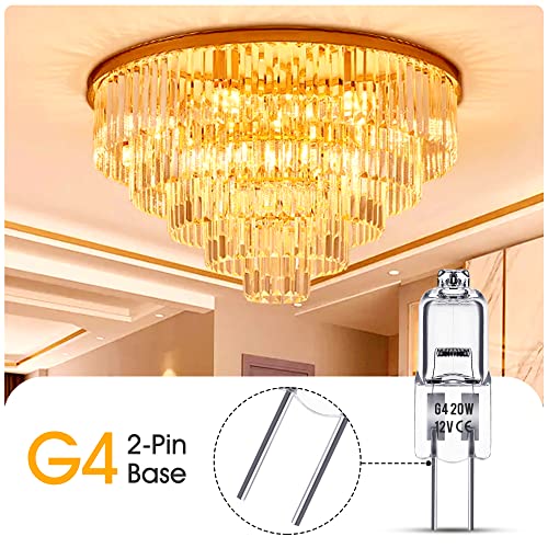 Flaspar G4 Bulb, 10 Pack Halogen Light Bulbs 12V G4 20W Dimmable, 2 Pin G4 Halogen Bulb Replacement for Under Cabinet Puck Light, Chandeliers, 3000Hrs Long Lifetime, CRI100 & 2800K Warm White Lamps - size: 10 Pack 12V 20W G4 Bulb