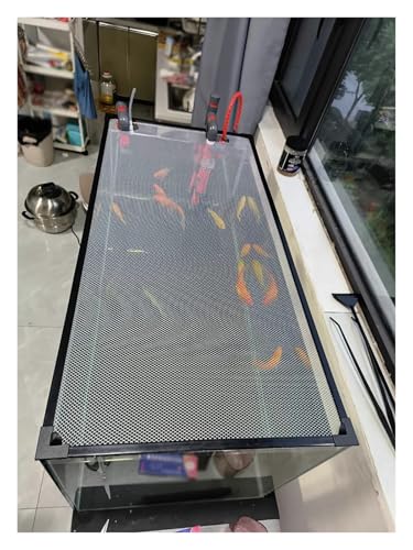 Katzowen DIY Fish Tank Top Cover/Anti-Jumping Net with Magnetic Edges, Mesh Terrarium Lid Aquarium Hood, Square Ventilation Opening Screen Netting, Cut to Size(L5.9xW5.9in/15x15cm) - size: L5.9xW5.9in/15x15cm