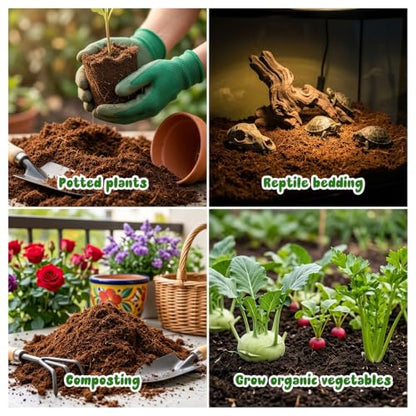 Coco Coir Brick - Low EC & pH Balanced, Compressed Organic Coconut Fiber Potting Mix for Indoor Outdoor Plants, Seed Starting, Hydroponics & Reptile Bedding（1.4lb） - size: 1Pcs