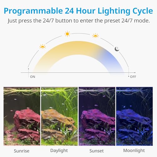 NICREW C10 24/7 LED Aquarium Light for Plants, 36-48 Inches, Full Spectrum Fish Tank Light with Timer, Brightness Adjustable - size: 36 - 48 in