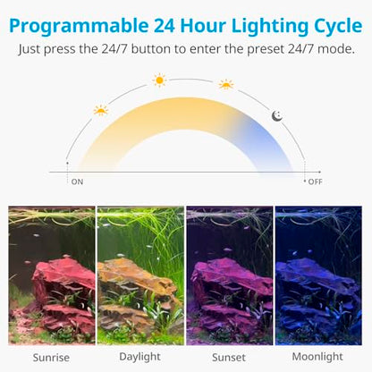 NICREW C10 24/7 LED Aquarium Light for Plants, 24-30 Inches, Full Spectrum Fish Tank Light with Timer, Brightness Adjustable - size: 24 - 30 in