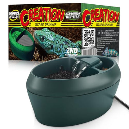 Reptile Chameleon Cantina with Snacks Trough, Drinking Fountain Water Dripper for Amphibians Insects Lizard Turtle Snake Spider Frog Gecko, Comes with Two Pumps (One for Replacement)