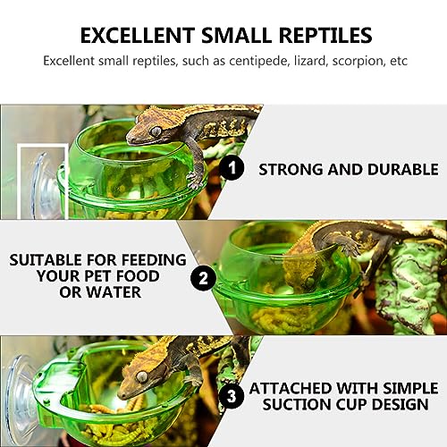 ULTECHNOVO 2sets Leopard Gecko Food Dish Pet Water Bowl with Suction Cup for Easy Feeding 4pcs*2 - color: Green 8pcs