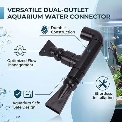Pssopp Fish Tank Water Outlet Fish Tank Nozzle, PVC Double Outlet High Water Reptile Spray Nozzle for Aquarium Clean and Circulation. Aquarium Aerators and Pumps (External Diameter 23mm/0.9in)