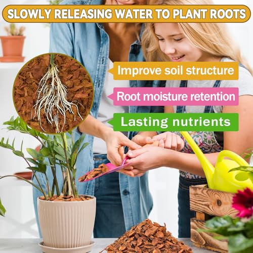 Zeedix 6 Pack Coco Husk Chips for Plants, 6.6LB | 100% Organic Coconut Chips Mulch with Low EC & PH Balance, Indoor Plant Flowers Herbs Vegetables, Reptiles Tanks Substrate - color: 6 pack