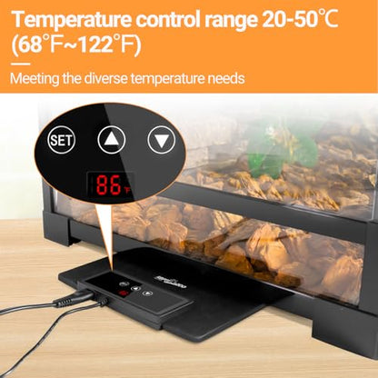 REPTI ZOO Reptile Heat Pad 8 in × 12 in, 23W Reptile Heat mat with Adjustable Thermostat for Turtles, Hermit Crabs, Bearded Dragons, Leopard Geckos, Snakes, Lizards - size: 8"x 12"