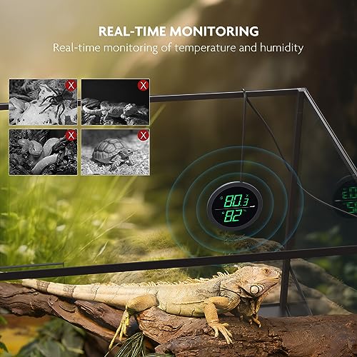 PAIZOO LED Digital Reptile Thermometer and Humidity Gauge Hygrometer for Snake Tank Accessories - USB Power - Black