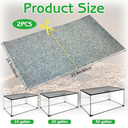 Tfwadmx Reptile Carpet, 2 Pack of Bearded Dragon Mat Terrarium Bedding Substrate Liner Reptile Mat for Snake Turtle Lizard Geckos Hermit Crabs (24'' X 16'')