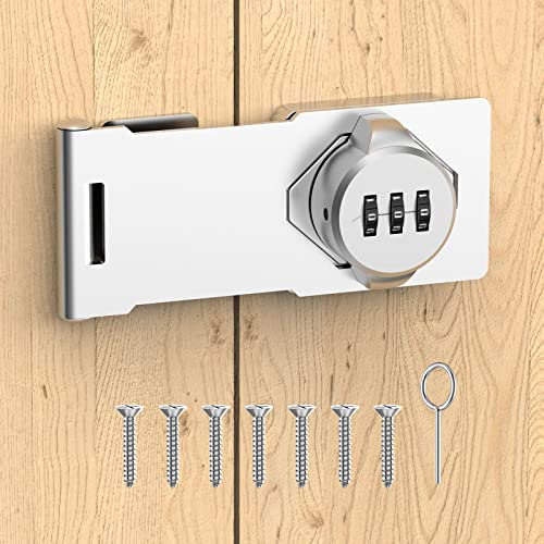 Mechanical Password Rotary Hasp Locks, Cabinet Locks with Combination, Door Security Gate Locks for Small Doors, Cabinets, Barn Door, Bathroom, Outdoor, Closet, Fence (Silver) - color: Silver