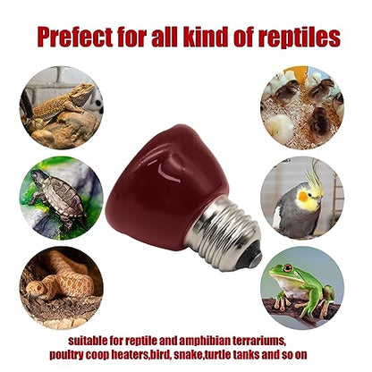 Mini Reptile Heat Lamp, 25w Infrared Ceramic Heat Emitter, No Light Emitting Reptile Heat Bulbs,Ceramic Heat Lamp for Amphibian, Chicken Coop,Cat, Turtle, Snake,Terrarium (1, 25 W) - size: 25 W